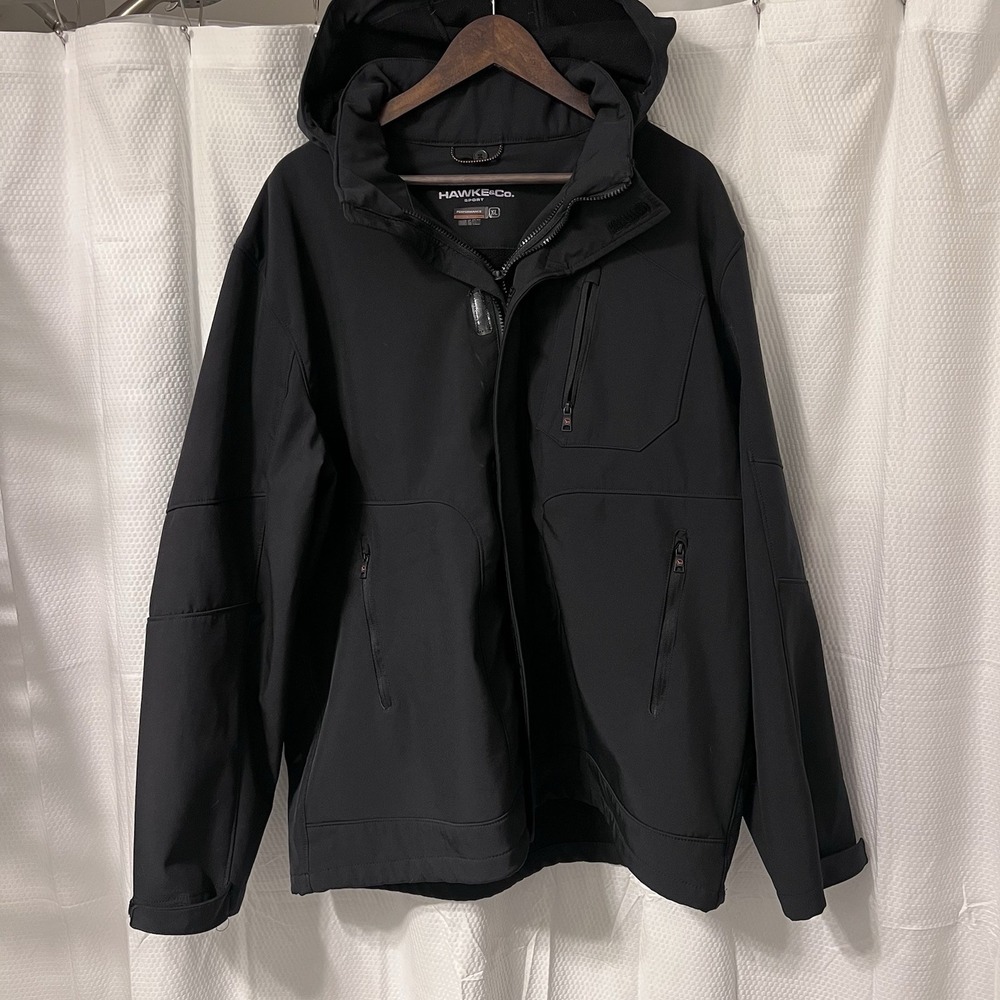 Hawke & Co.‎ Sport Performance Rain Wind Jacket Mens XL Black Stretch Full Zip